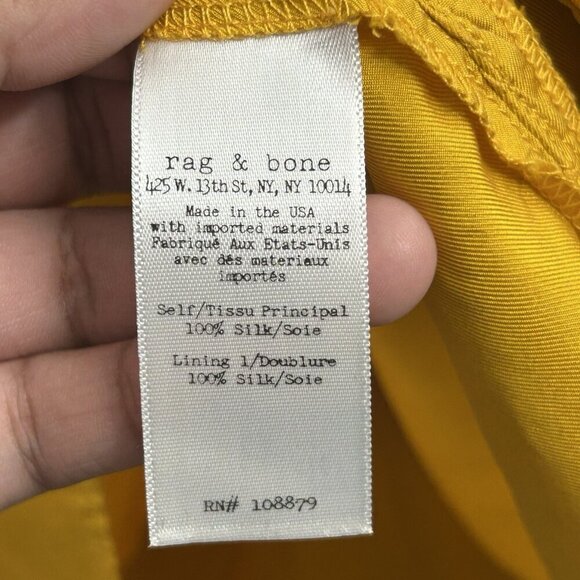 Rag & Bone Dune Romper Womens 6 Old Gold Silk Casual Spaghetti Strap V-Neck USA - Picture 10 of 12